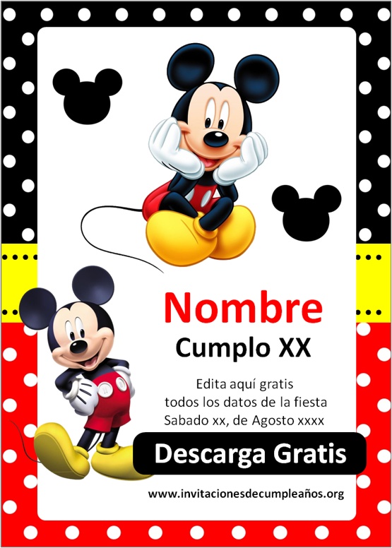 Evaluación legación Alegre Invitaciones de Mickey Mouse cumpleaños